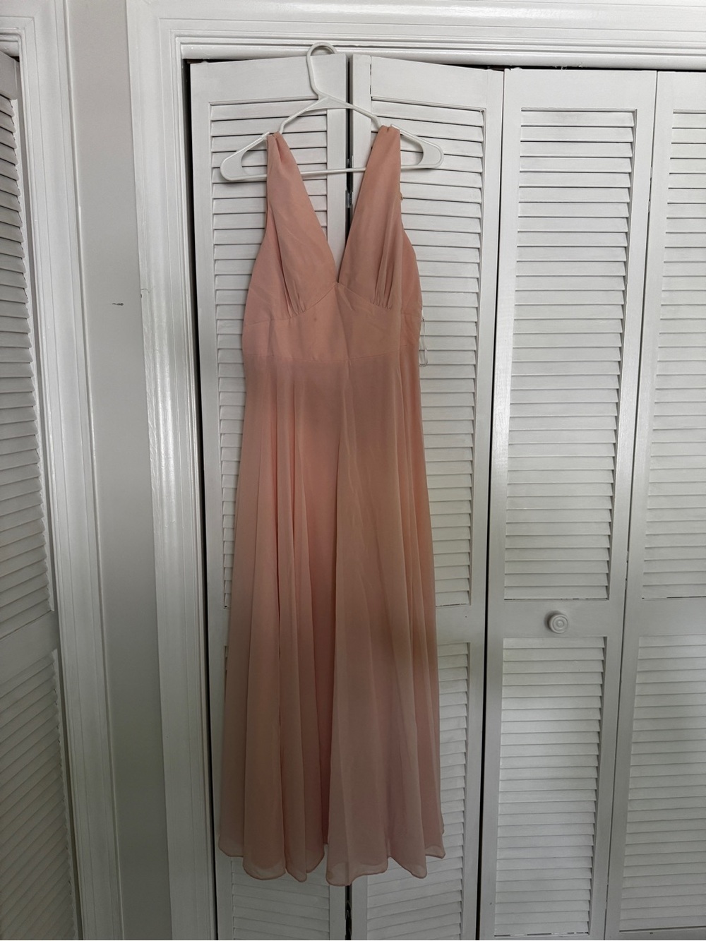 Lulu's Dusty Rose V-Neck Chiffon Maxi Dress